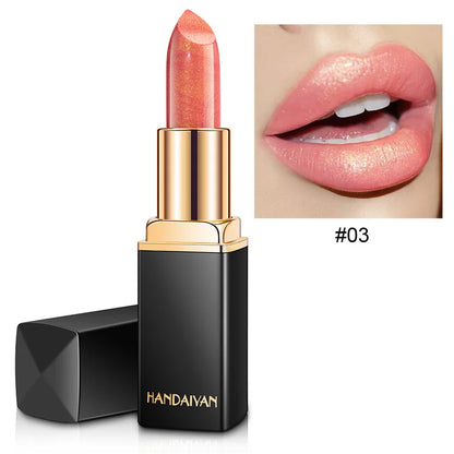 Professional Brand Lipstick – Waterproof, Long-Lasting Nude Pink & Mermaid Shimmer, Luxury Makeup Cosmetic