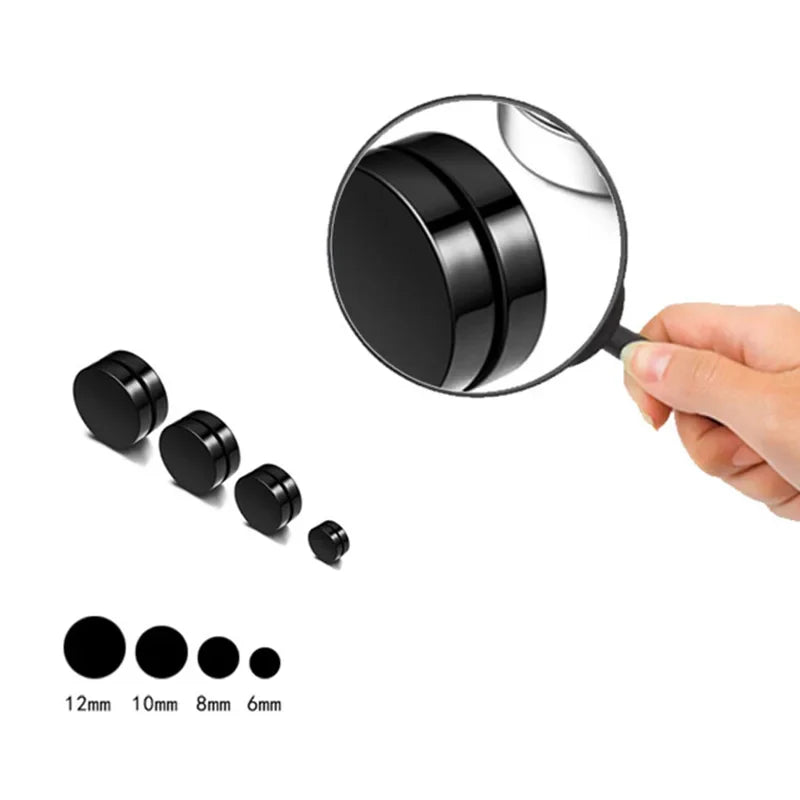 6/8/10/12 mm Magnetic Health Earrings – Popular Non-Piercing Ear Studs for Men, Women, and Kids, Punk Style