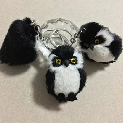 Cute Tiny Plush Faux Rabbit Fur Owl Keychain – Mini Animal Bag & Car Trinket Jewelry Gift for Women & Girls