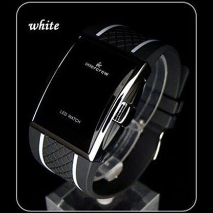 Men's Sport Digital Watch – Black & White Rectangle LED Fitness Watch with Silicone Strap, Electronic Clock, New Relogio Masculino