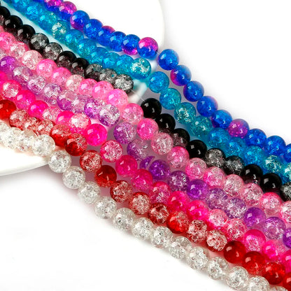 Crystal Glass Crackle Beads - 4/6/8/10mm Round Spacer Charm Beads for DIY Jewelry Making