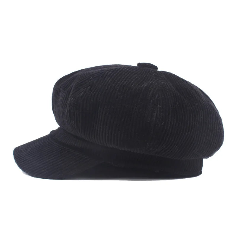 Vintage Newsboy Beret Cap for Women – Autumn Winter Octagonal Painter Hat England Style
