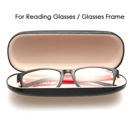 Hard Frame Leather Glasses Case - Waterproof Eyeglass Cover for Portable Reading Glasses, Solid Spectacle Box for Men