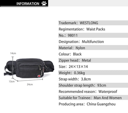 Unisex Waterproof Waist Pack - Casual Functional Fanny Pack & Belt Bum Bag with Phone Wallet Pouch for Men & Women 98011