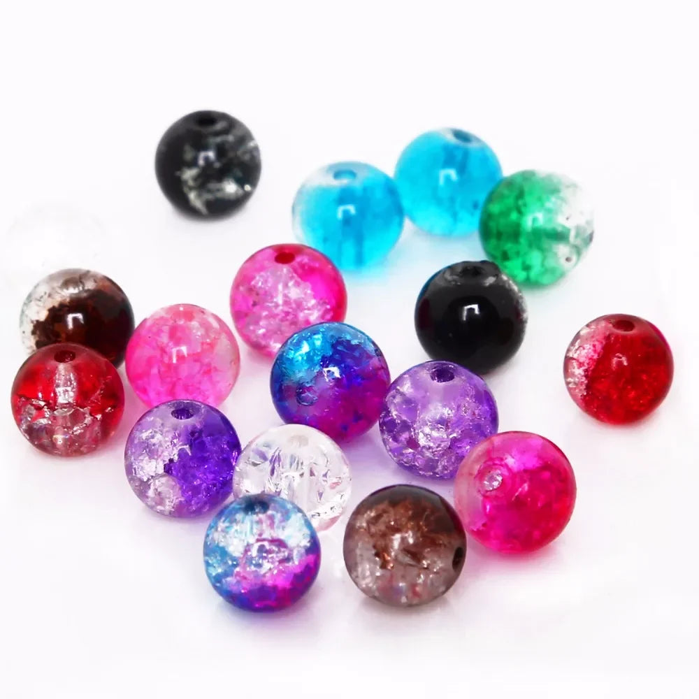 Crystal Glass Crackle Beads - 4/6/8/10mm Round Spacer Charm Beads for DIY Jewelry Making