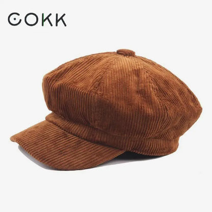 Vintage Newsboy Beret Cap for Women – Autumn Winter Octagonal Painter Hat England Style