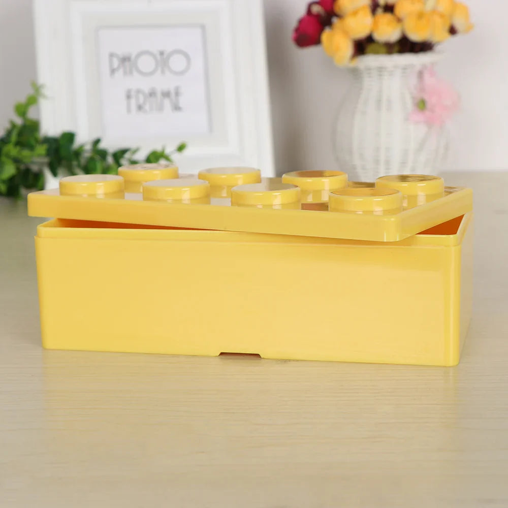 Creative Building Block Storage Box – Stackable Space-Saving Plastic Organizer for Desktop & Office Supplies