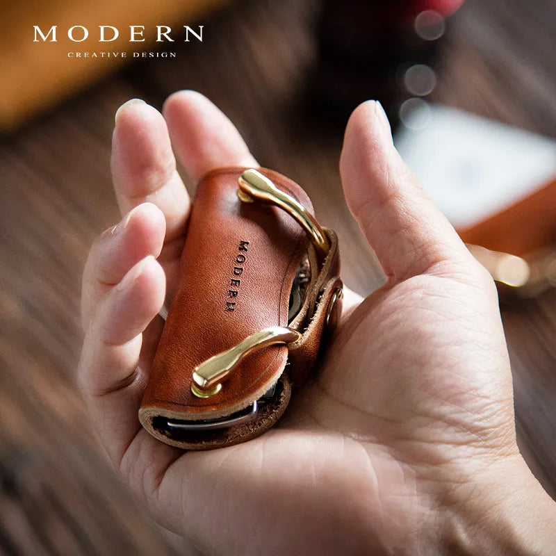 Modern Genuine Leather Smart Key Wallet - Brand New DIY Keychain EDC Pocket Car Key Holder Organizer