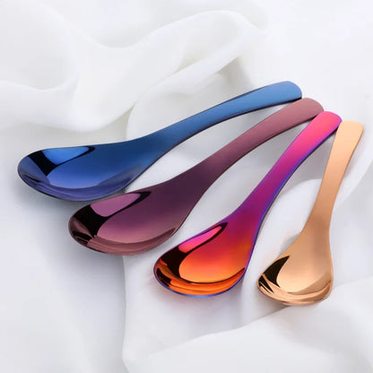 High-Quality 304 Stainless Steel Spoon Set – 3 Sizes, Gold Finish for Rice, Soup, Kids, Ice Cream & Dessert Kitchen Tableware