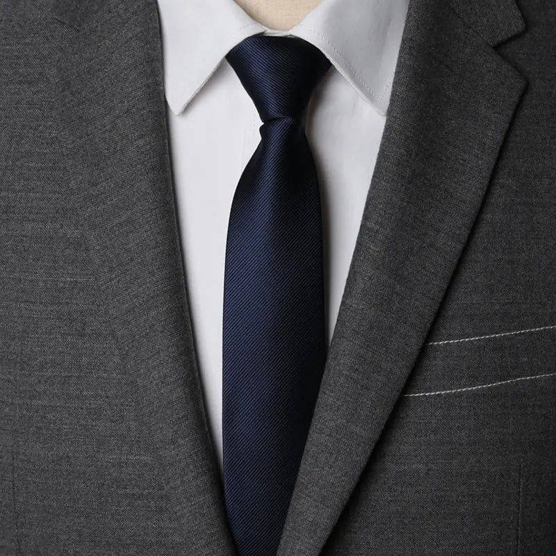 Men’s Zipper Necktie – 6cm Solid Lazy Tie for Business, Wedding & Fashion Accessories