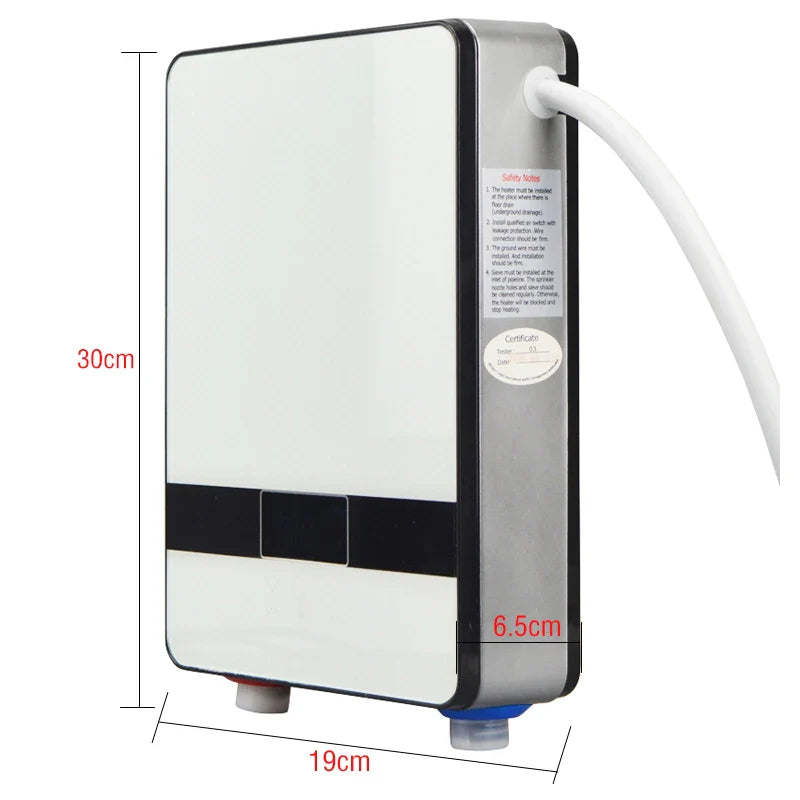 Instant Electric Water Heater 6500W — 220V Thermostat Flow Heater for Bathroom & Kitchen Hot Shower