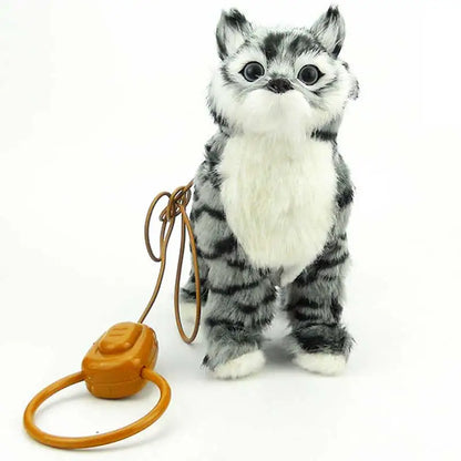 Robot Cat Electronic Plush Toy - Singing, Walking Electric Kitten with Leash Control, Music Pet for Kids