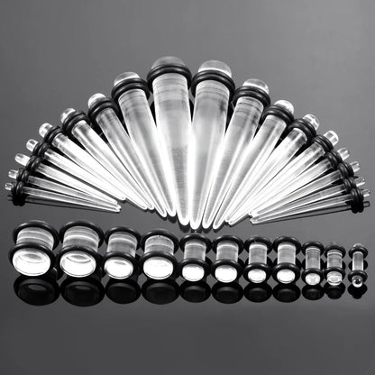 36PCS Acrylic Ear Gauge Stretching Kit – Mixed Color Tapers & Plugs, Flesh Tunnel Body Piercing Jewelry 14G-00G