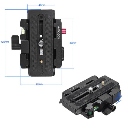 Andoer Video Camera Tripod Quick Release Clamp Adapter – with Plate for Manfrotto 501, 500AH, 701HDV, 503HDV, Q5 Head