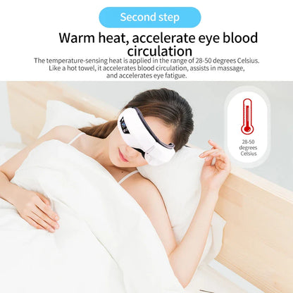 Eye Massage Instrument - Vibration, Airbag Pressure & Hot Compress Eye Massager with Bluetooth Music, Foldable for Fatigue Relief