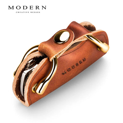Modern Genuine Leather Smart Key Wallet - Brand New DIY Keychain EDC Pocket Car Key Holder Organizer