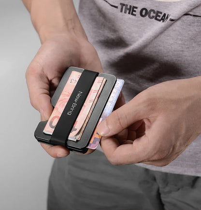 NewBring Multi-Functional Metal Money Clip – Men's Credit Card Wallet with Key Holder