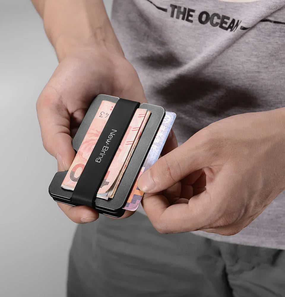 NewBring Multi-Functional Metal Money Clip – Men's Credit Card Wallet & Key Holder