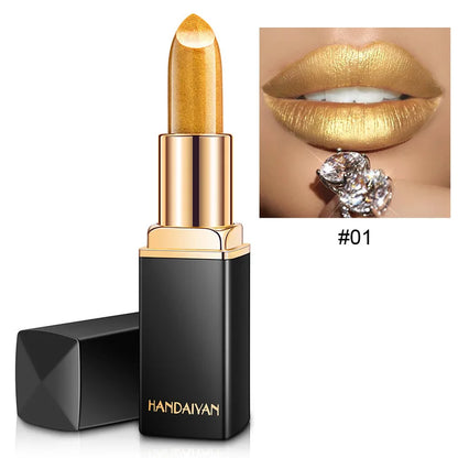 Professional Brand Lipstick – Waterproof, Long-Lasting Nude Pink & Mermaid Shimmer, Luxury Makeup Cosmetic
