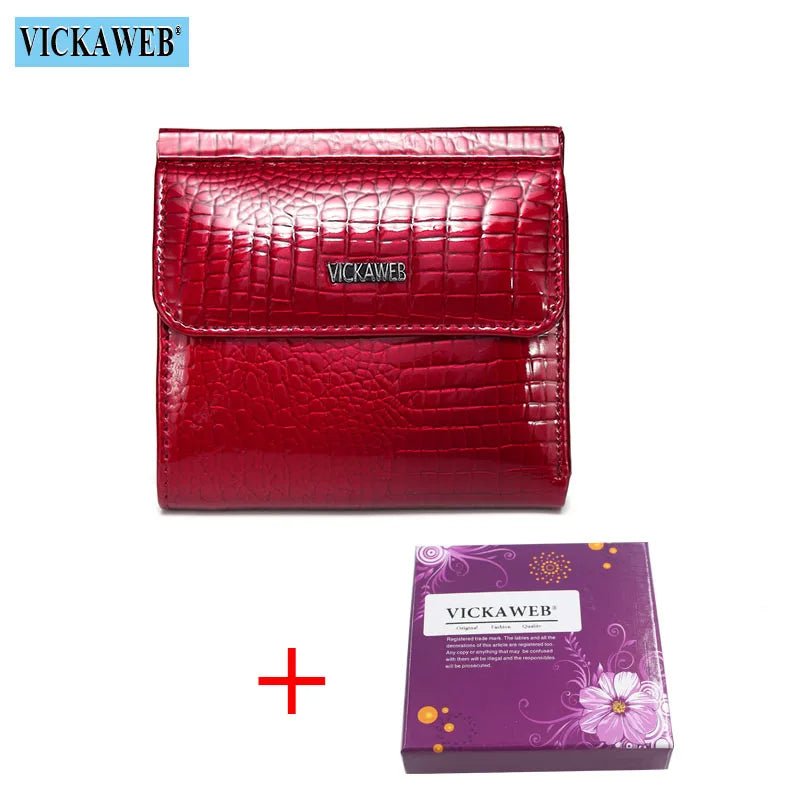 VICKAWEB Mini Women’s Wallet — Genuine Leather Alligator Hasp Short Purse, Fashion Small Wallet for Women 209