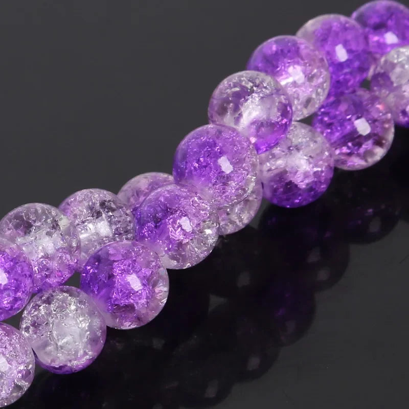 Crystal Glass Crackle Beads - 4/6/8/10mm Round Spacer Charm Beads for DIY Jewelry Making