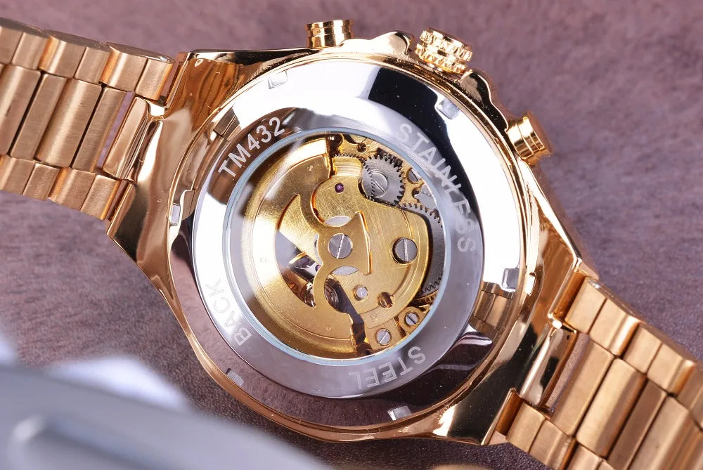 Winner Men's Luxury Mechanical Watch – Sport Design Bezel, Automatic Skeleton Dial, Fashion Montre Homme