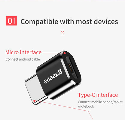 Baseus USB to Type-C OTG Adapter – USB-C Male to Micro USB Female Converter for MacBook, Samsung S20, USBC OTG Connector