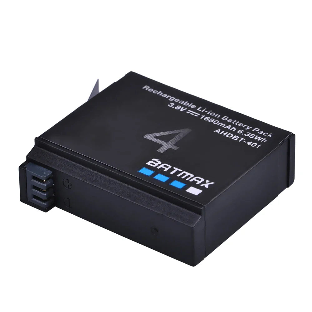 Batmax 1680mAh GoPro HERO4 Replacement Battery with 3-Slot LED USB Charger for AHDBT-401 Action Camera Accessories