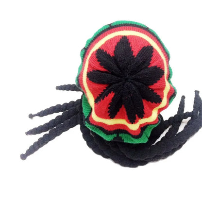 Jamaican Bob Rasta Beanie Hat: Unisex Knitted Braid Hip Hop Cap with Dreadlocks Wig - Bob Marley Caribbean Fancy Dress Accessory