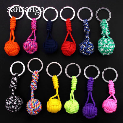 Woven Paracord Lanyard Keychain – Outdoor Survival Tactical Military Parachute Rope with Ball Pendant Keyring