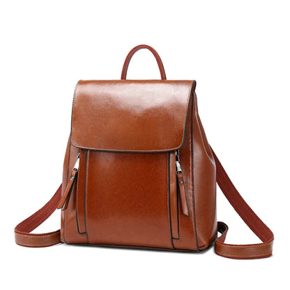 Women's Genuine Leather Backpack - Crossbody Shoulder Bag, School Bag, Laptop Rucksack, and Messenger Bag for Girls