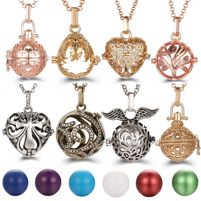 Mexico Music Ball Hollow Zircon Pendant Necklace – Vintage Perfume Aromatherapy Locket for Women