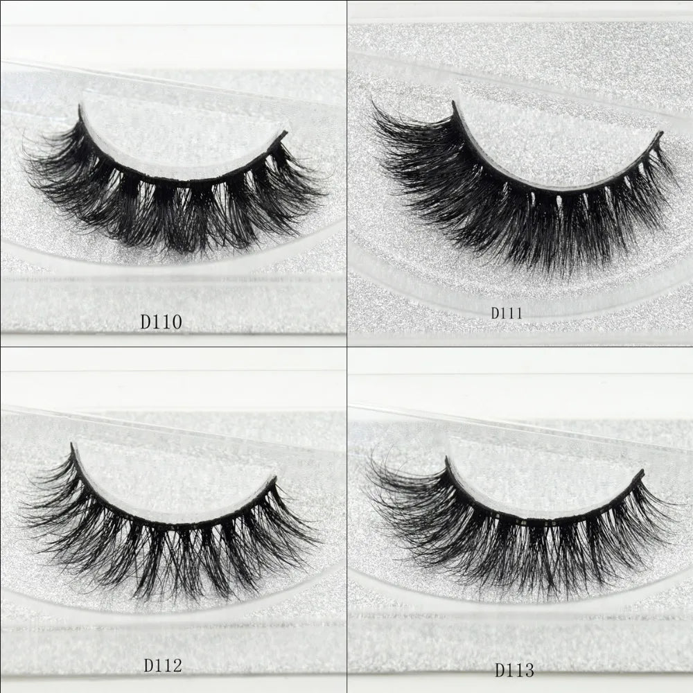 3D Real Mink False Eyelashes – Thick Handmade Strip Lashes with Glitter Packing for Makeup Beauty D101