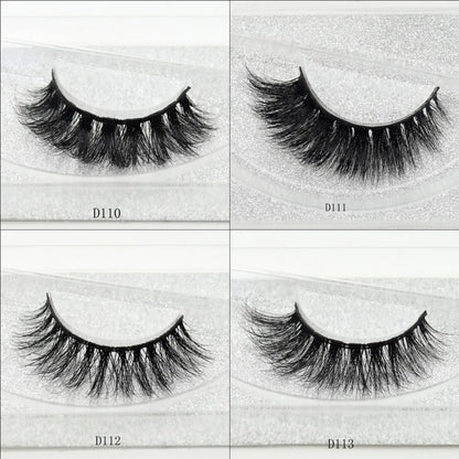 3D Real Mink False Eyelashes – Thick Handmade Strip Lashes with Glitter Packing for Makeup Beauty D101