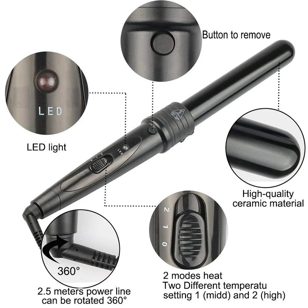5-in-1 Rotating Hair Curler – Professional Salon Multifunctional Curling Iron with Interchangeable Barrels