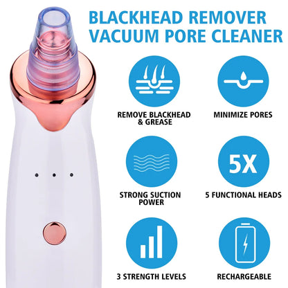 Electric Facial Blackhead Remover: Vacuum Pore Cleaner for Acne Cleansing & Black Spot Removal - Deep Cleaning Tools for Face and Nose
