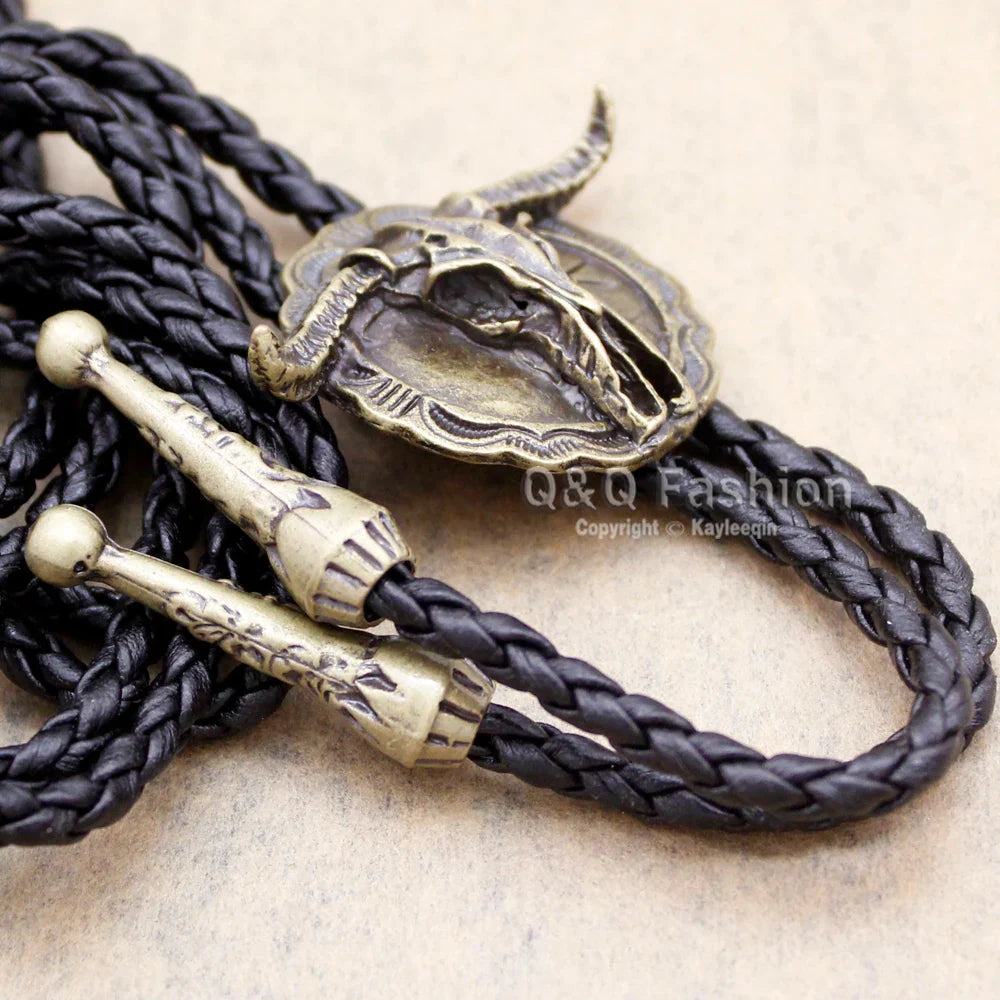 New Arrival Western Southwest Longhorn Steer Cow Skull Bolo Tie – Leather Rodeo Neck Tie, Fashion Shirt Accessories