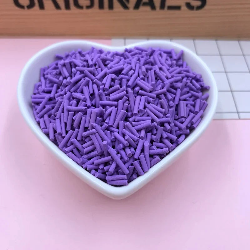 100g Colorful Long Clay Sprinkles – 5-6mm DIY Craft Decorations for Phone Deco & Creative Projects