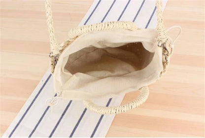 Yogodlns Handmade Half-Round Rattan Straw Bag – Summer Women’s Small Beach Messenger Crossbody Handbag