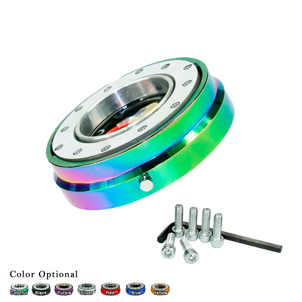 Thin 6 Hole Steering Wheel Quick Release Hub Adapter Kit - Snap Off Boss in Multiple Colors (Silver/Blue/Red/Black)
