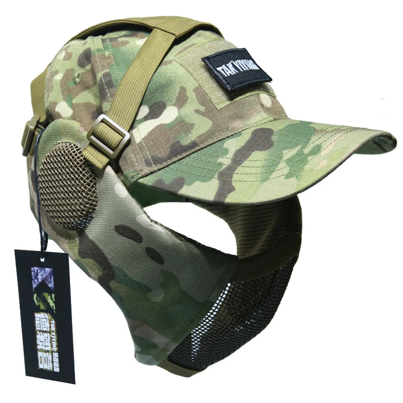 TAK YIYING Foldable Mesh Hunting Mask with Ear Protection and Cap – Ideal for Airsoft and Paintball