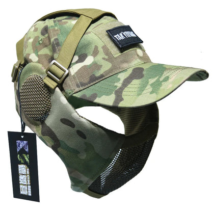 TAK YIYING Foldable Mesh Hunting Mask with Ear Protection and Cap – Ideal for Airsoft and Paintball