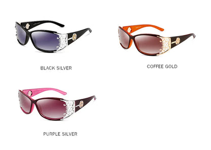 PARZIN Luxury Women’s Sunglasses – Designer Vintage Polarized Driving Shades with Hollow Lace