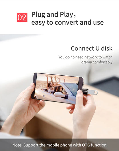 Baseus USB to Type-C OTG Adapter – USB-C Male to Micro USB Female Converter for MacBook, Samsung S20, USBC OTG Connector