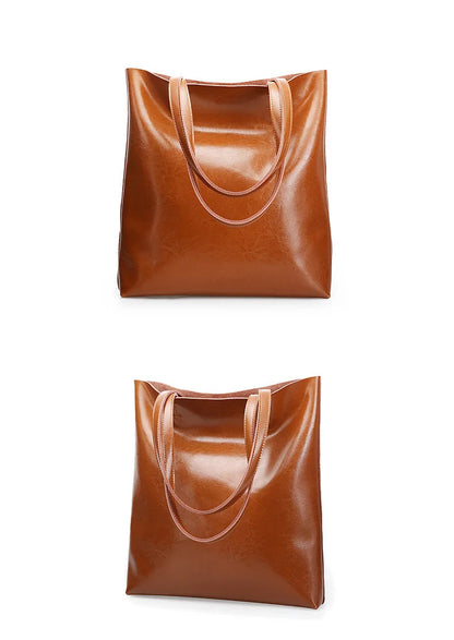 2023 Genuine Cow Leather Women’s Handbag – Large Vintage Office Tote Shoulder Bag for Ladies