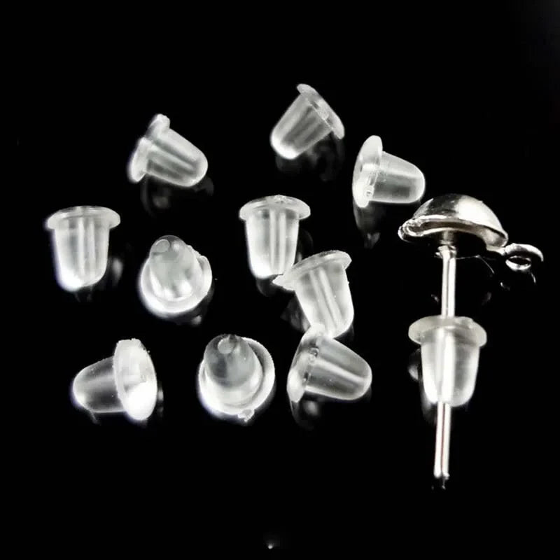 100pcs 5mm Clear Silicone Earring Backs – Soft Rubber Safety Round Stopper Jewelry DIY Accessories Replacement