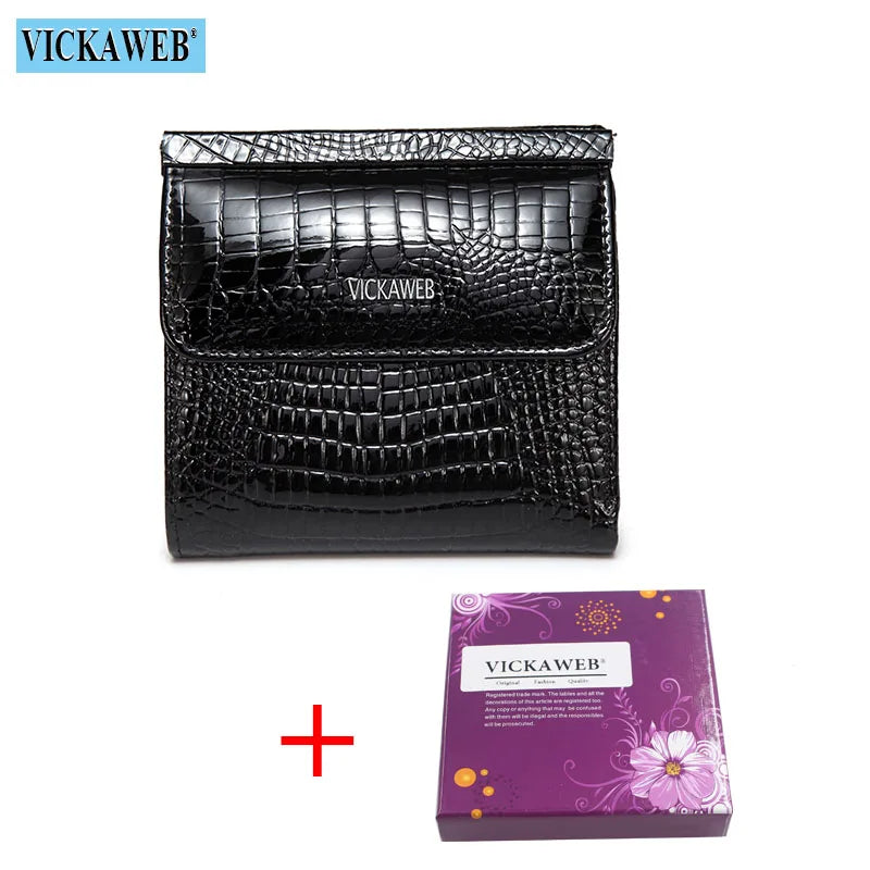 VICKAWEB Mini Women’s Wallet — Genuine Leather Alligator Hasp Short Purse, Fashion Small Wallet for Women 209