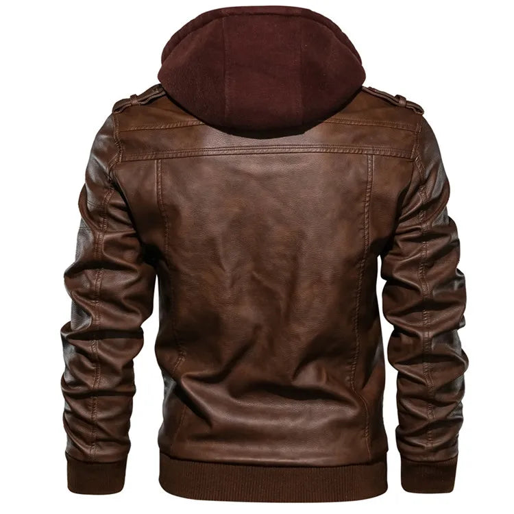 KB Men’s Leather Motorcycle Jacket – Casual PU Biker Coat, Autumn Outerwear, EU Size SA722