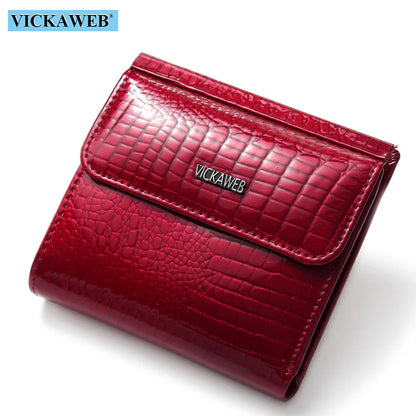 VICKAWEB Mini Women’s Wallet — Genuine Leather Alligator Hasp Short Purse, Fashion Small Wallet for Women 209