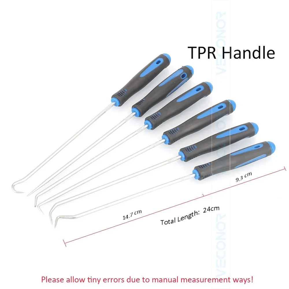 6PCS Durable Extra Long Pick Hook Set: O-Ring and Seal Remover Craft Hobby Tool - Color Random